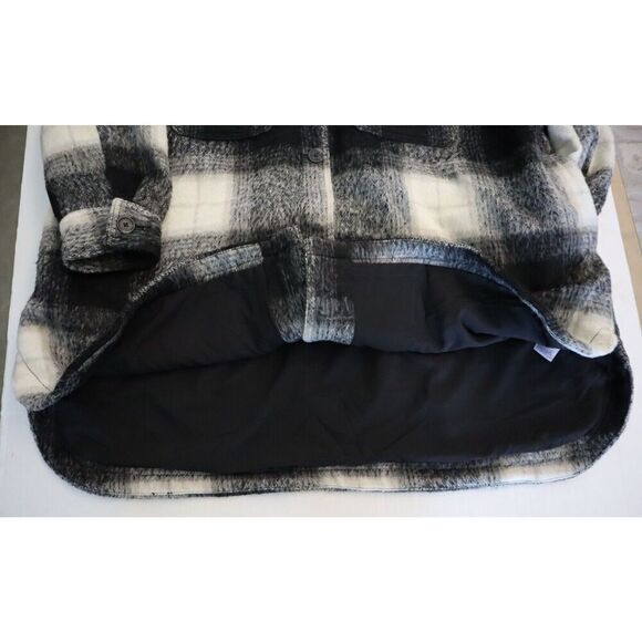 Old Navy Women's Sz 3X Black Plaid Printed Flannel Long Utility Shacket - Picture 7 of 15